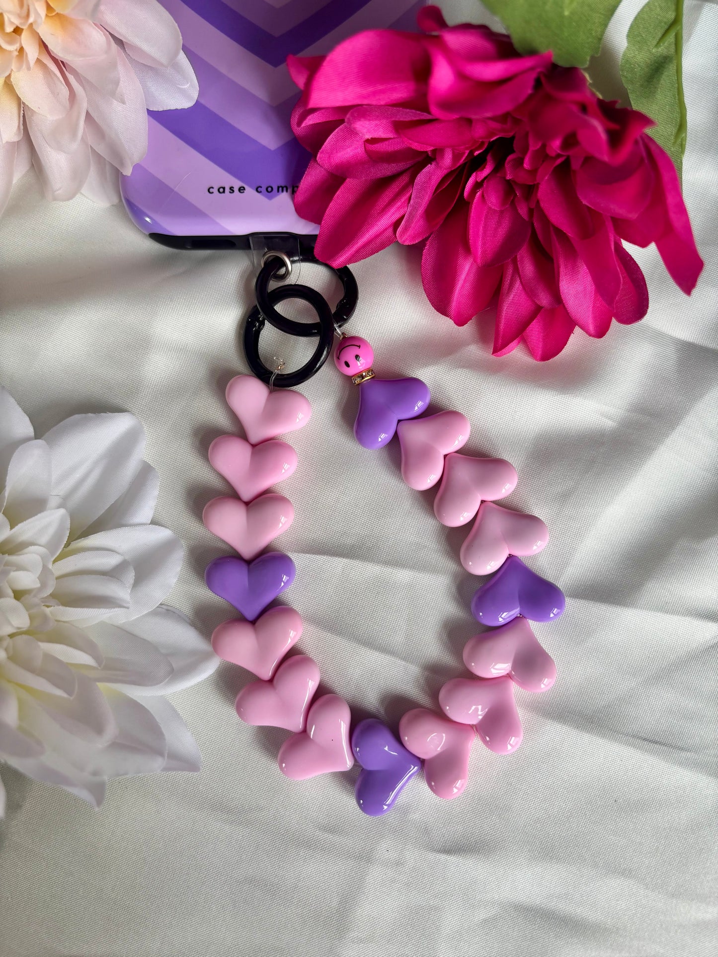 Heart Phone Cords Roze & Paars
