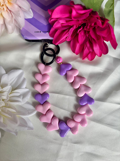 Heart Phone Cords Roze & Paars
