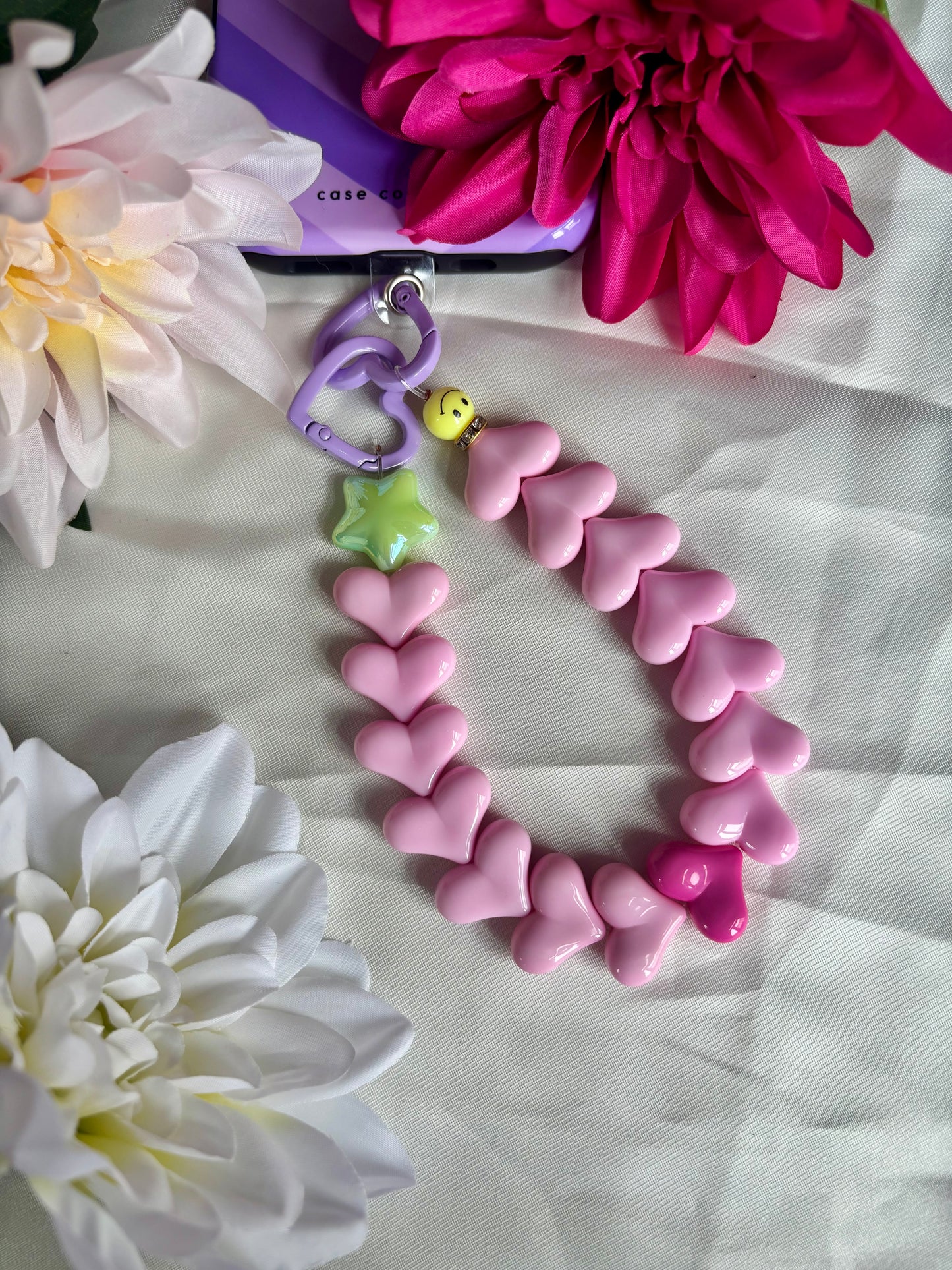 Heart Phone Cords Roze & Paars