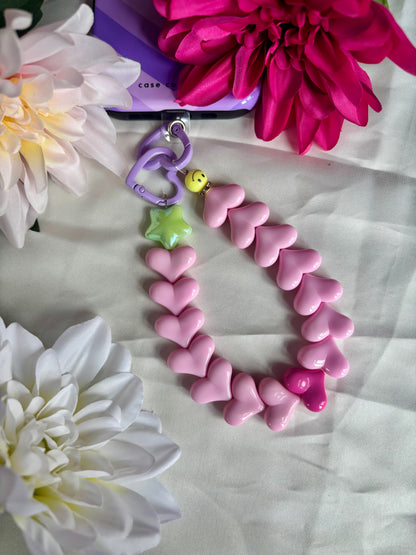 Heart Phone Cords Roze & Paars