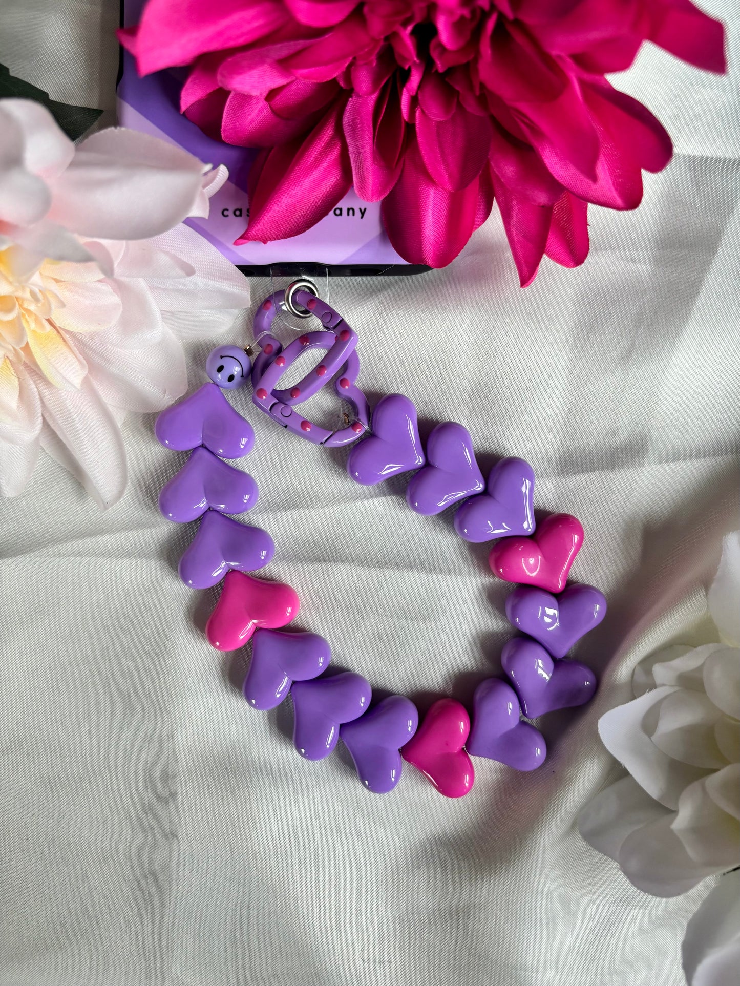 Heart Phone Cords Roze & Paars