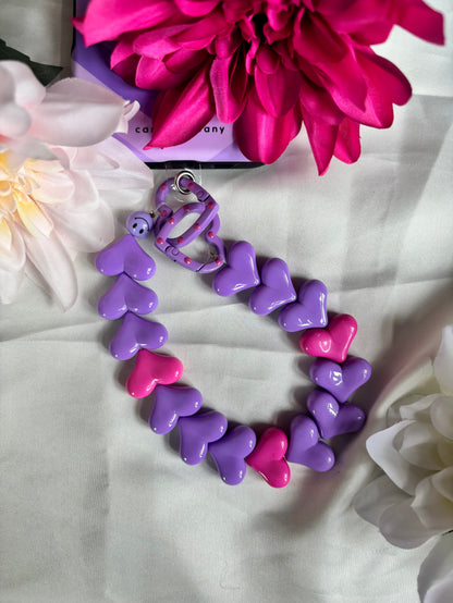 Heart Phone Cords Roze & Paars