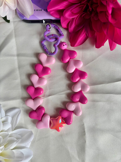 Heart Phone Cords Roze & Paars